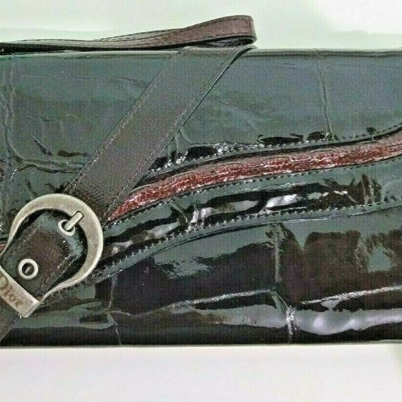 DIOR GAUCHO SHINY CROC EMBOSSED CLUTCH - Picture 7 of 9